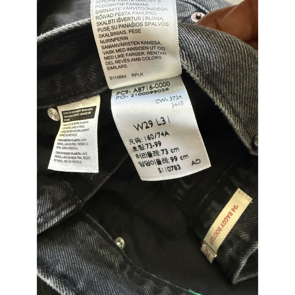 Levis 94 Baggy Bootcut Jeans Washed Black High Rise Denim A8716-0000 29x31 - Picture 4 of 4